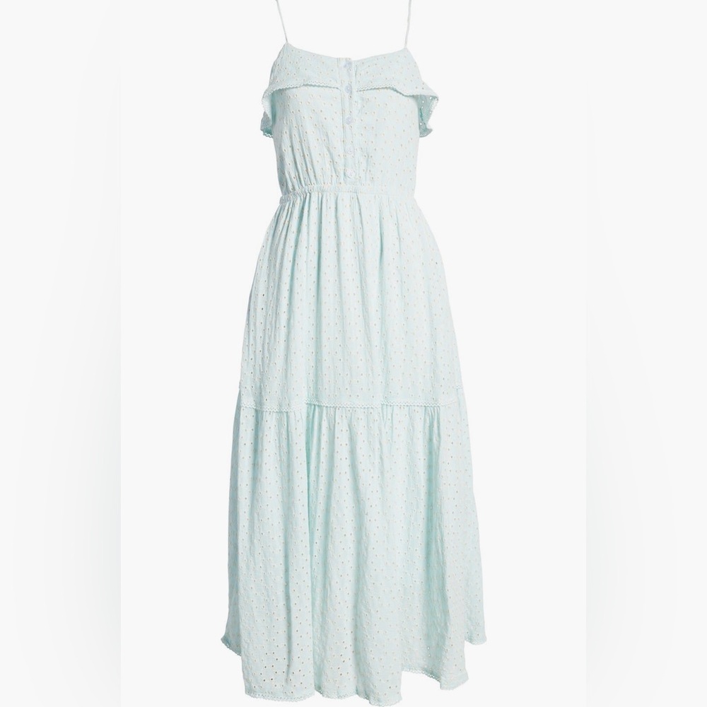 Lost & Wander Blissful Blues Eyelet Detail Maxi Dress~ size L - Picture 3 of 12